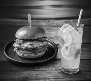 Cheese Chicken Burger + Lemon Mint