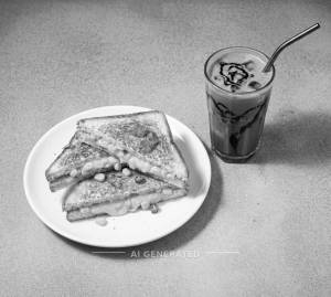 Cheese corn sandwich + Chocolate cold coffee