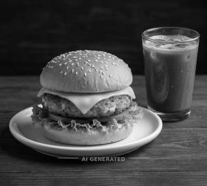 Paneer patty cheese burger + Cold coffee