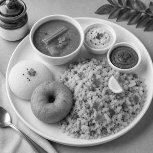 Idli [1pc] + Vada [1pc] + Poha/Upma