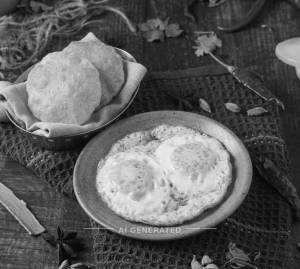 Fried eggs [2 eggs] + Poori [extra] (2 pieces)