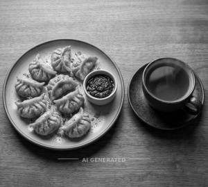Fried momos + Red tea