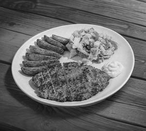 Chicken Breast Loaded Platter Served With Salads And Wedges