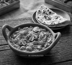 Mushrrom kadai + Tandoori roti (1 piece)