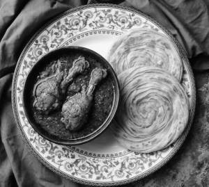 Chicken Bihari Gravy Masala 3 Big Pc + Lachha paratha (2 pieces)( Half Rice)
