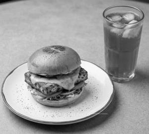 Paneer Cheese Burger + Lemon Ice Tea