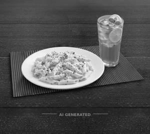 White pasta + Lemon iced tea