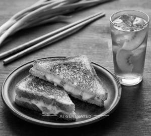 Cheese grilled sandwich + peach iced tea