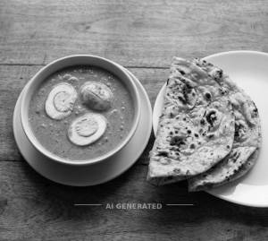 Egg Curry 3 Pieces + Tandoori Roti Plain (2 pieces)