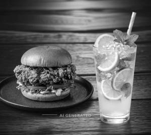 Fried Chicken Burger + Lemon Mint