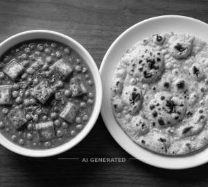 Matar paneer + Tandoori roti plain (1 piece)