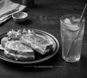Cheese sandwich + peach iced tea