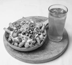 Loaded fries + Plain iced tea