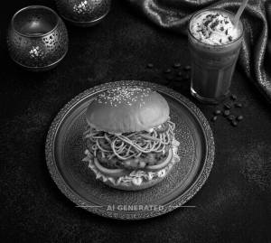 Veg noodles burger + Cold coffee