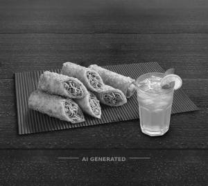 Crespy veg roll + Lemon iced tea