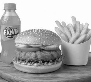 Veg Aloo Tikki Burger, French Fries & Small Fanta Combo
