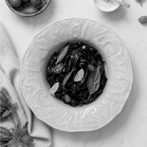 Charcoal Fettuccini Puttanesca (Vegan)