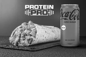 Chicken Bhuna Protein Pro Wrap & Coke Zero Combo.
