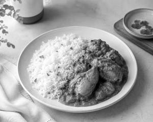 White Rice And Chicken Curry Combo