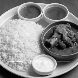 White Rice With Talakaya Mutton Curry
