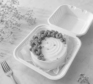 A blue floral creamy finished bento cake [200 gm ]