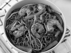 Schezwan prawns noodles