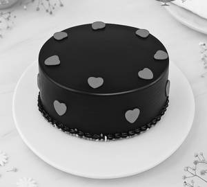Eggless Chocolate Cake With Red Fondant Heart [500 Grams]