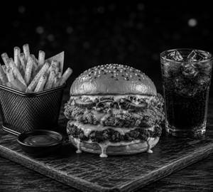 F & C Monster Crunch Burger + French Fries + Soft Drink