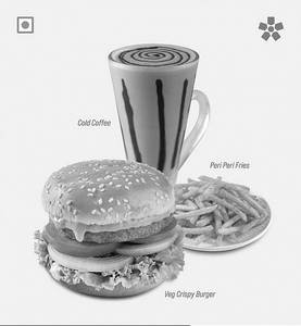 Veg Crispy Burger+ Peri Peri Fries(small)+cold Coffee