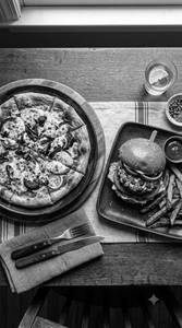 Onion Pizza + Veg Burger