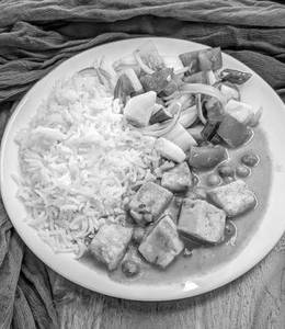 Rice + Matar Paneer + Salad