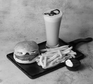 Aloo Tikki Burger + Fries + Cold Coffee