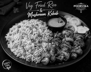 Veg Fried Rice With Mushroom Kabab