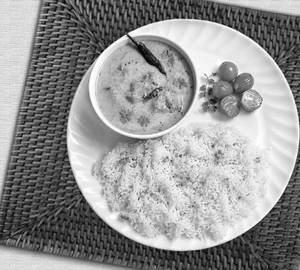 Homestyle kadhi with steamed rice