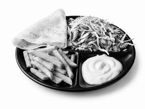 Rumali Shawarma plate with Fries
