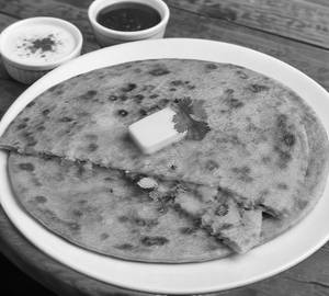 2 aloo Paratha with amul dahi..and tomato sauce