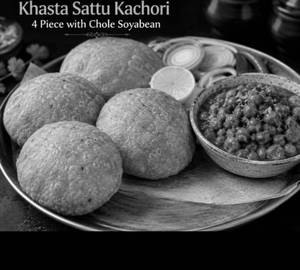 Khasta Sattu Kachori ( 4 Piece ) With Chole Soyabean ( 300 Ml ) or pickle 