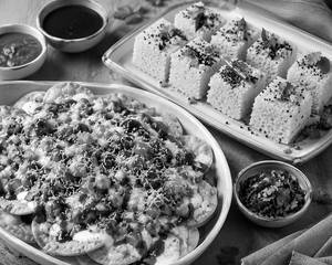 Chaat Papdi + Dhokla