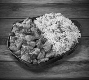 fried rice with chicken hot garlic gravy
