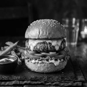 Veg Cheese Burger With Fries