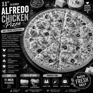 11" Creamy Alfredo Chicken Pizza