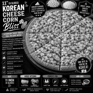 11" Korean Cheese corn Bliss Pizza (Large- 8 Slices)