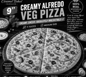 9" Creamy Alfredo Veg Pizza(6 Slices)
