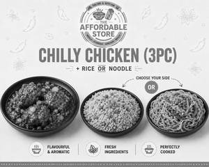 Chilly Chicken(3Pc)+ Choose Your Rice/Noodle