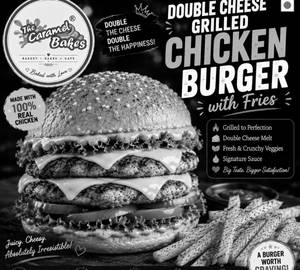 Double Cheese Grilled Chicken Burger With Fries
