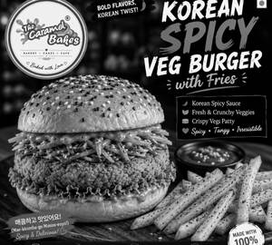Korean Spicy Veg Burger With Fries