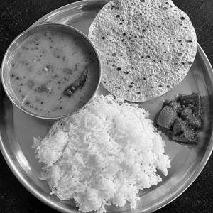 Steam Rice + Dal Fry + Dry Papad + Pickle