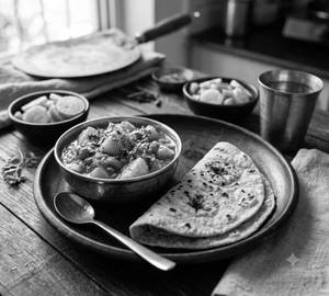Aloo Masala Gravy [Gujarati Style] With Phulka Roti