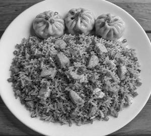Chicken Fried Rice With Pork Momos