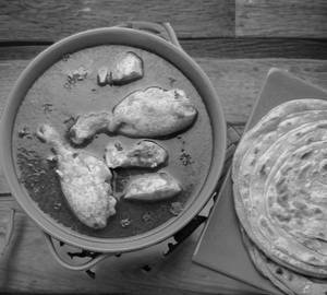 Laccha paratha [2] with chicken kosha [2 pieces]